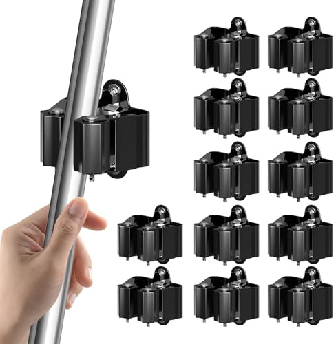 3-H 12 Stück Gerätehalter Set, Besenhalterung Wand Gartengerätehalter Besenhalter, Wandhalterung für Besen Gartengeräte Schaufel Wischmopp, Stahl Werkzeughalter Zuhaus Garten Garage, Schwarz