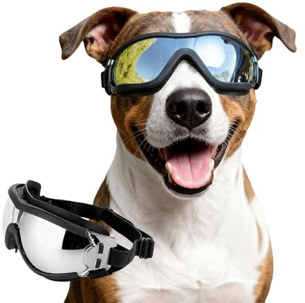 NAMSAN Brille für Hunde, Schutz der Augen, Verstellbarer Gurt, leicht anzubringen, Sonnenbrille für Haustiere, Schwarz