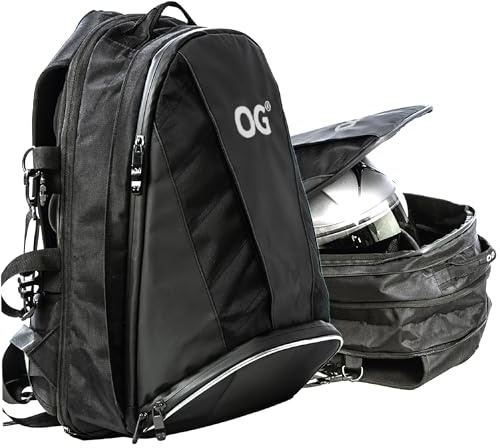 EZ-RiderPRO Motorrad Rucksack Wasserdicht für 2 Helme 28-35L Weißes Logo | Erweiterbares Design mit Laptopfach, Helm-Trageriemen und reflektierenden Details für Pendeln und Motorradtouren.