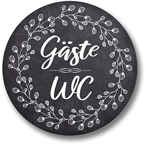 Schild Türschild rund 15cm groß Kreide Vintage Shabby inkl. Klebepunkte verschiedene Schilder zur Auswahl (Gäste WC)