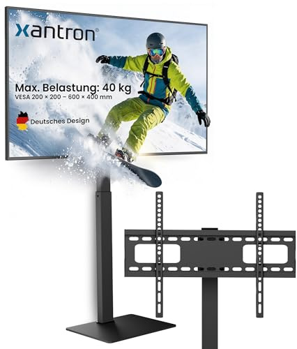 Xantron TV Ständer 37-75 Zoll höhenverstellbar & drehbar, bis 40 kg | TV Bodenständer mit Kabelmanagement, VESA 200x200-600x400, für Wohnzimmer, Schlafzimmer & Büro