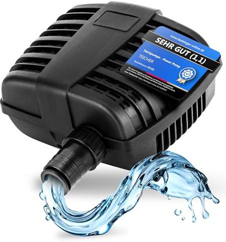 Teicher Filterpumpe PP-1500H [Neues Modell] – Teichpumpe für außen 25W, 1500 l/h Energie effizient | Bachlaufpumpe Gartenteich Bachlauf Wasserfall | Filter Pumpe Teich Pond Pump Teichpumpen IPX8 Norm