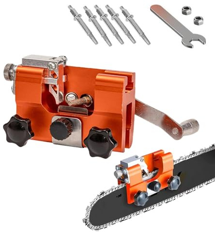 axetron kettensägen-schleifgerät,Klampero Kettenschärfer,profisaw Das Original Universal Kettenschärfer,tragbar Kettensäge Schärfgerät Set Präziser Universal,Tragbarer Handkurbel-Schärfer Mit 5 Schär