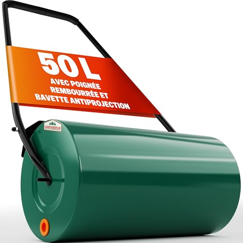 Gardebruk® Rasenwalze 60cm 50L gepolsterter Griff Schmutzabweiser befüllbar Handwalze Rasenroller Gartenwalze Ackerwalze