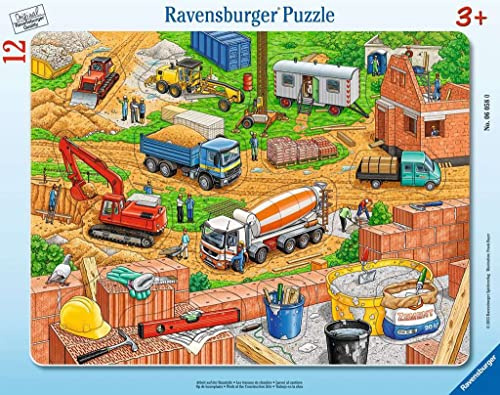 Ravensburger Kinderpuzzle - 06058 Arbeit auf der Baustelle - Rahmenpuzzle für Kinder ab 3 Jahren, mit 12 Teilen