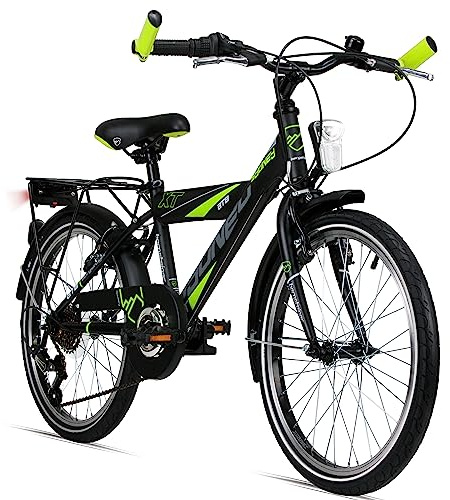 Bergsteiger Sydney 20/24 Zoll Kinderfahrrad Mountainbike 6/18 Gang | Mit V-Bremsen, Dynamolicht mit Standlicht, Reflektorstreifen, Ständer, ideal ab 115 cm für Schulweg und Gelände.