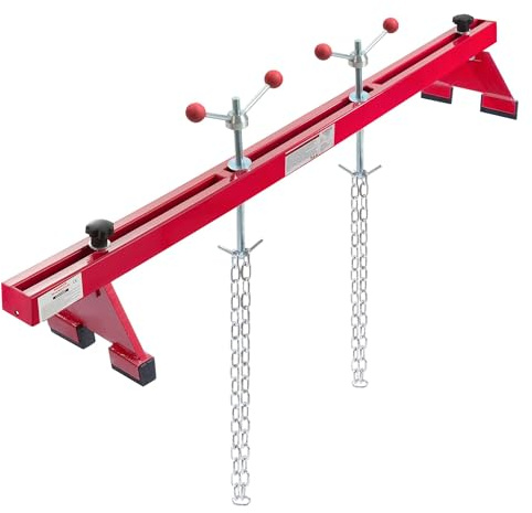 Arebos Motorbrücke 500kg [730-1480mm] Kotflügeltraverse Motorheber Motorhalter Motor Traverse | Lackierter Stahl | Rot