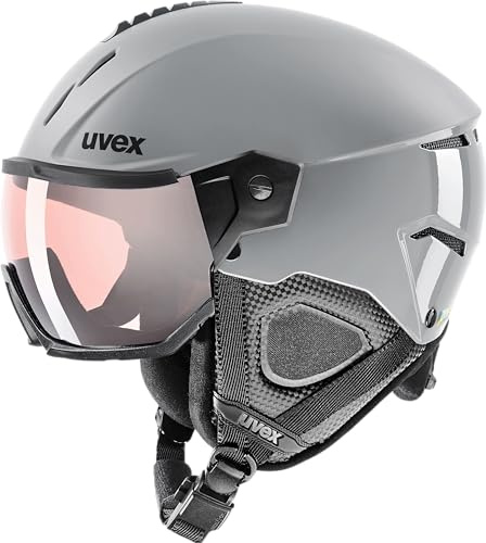 uvex Instinct Visor pro v - Skihelm für Damen und Herren - mit Visier - individuelle Größenanpassung - Black - 59-61 cm