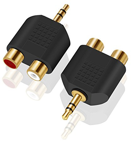 ANDTOBO 3,5mm zu 2 RCA Adapter, 2 Stück 3,5mm Stereo Stecker auf Dual RCA Buchse Audio Breakout Adapter