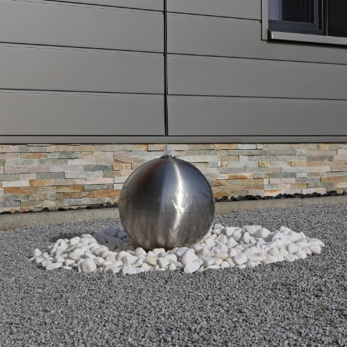 CLGarden 30cm Kugel Springbrunnen aus Edelstahl ESB3 gebürstet mit Edelstahlkugel Zierbrunnen für Garten