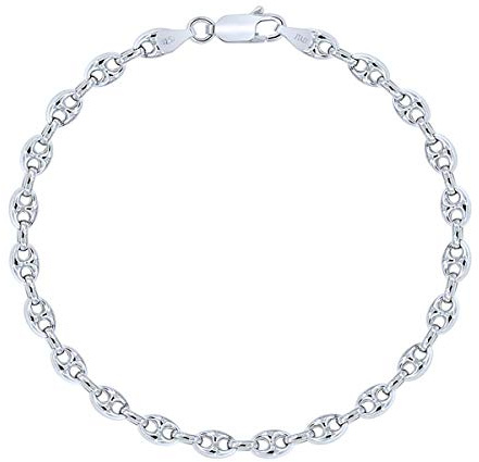 PLANETYS - Kaffeebohne Bohnenkette Armband 925 Sterling Silber rhodiniert - 4.3 mm Breite