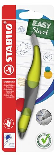 STABILO - Ergonomischer Tintenroller für Rechtshänder - EASYoriginal in limone/grün - blau (löschbar) - inkl. Patrone - Blister
