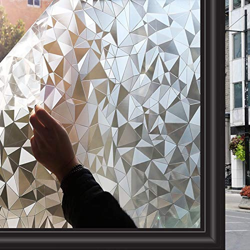Zindoo Fensterfolie Blickdicht Sichtschutzfolie Ohne Kleber Dekorfolie Gute Privatsphäre Schutz für Badezimmer, Duschkabine Sowie Türen, Umkleide 44.5 x 200 cm