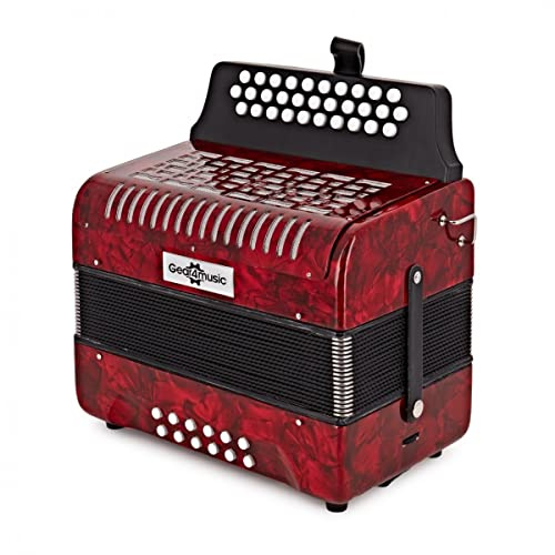 Gear4music Diatonisches Knopfakkordeon 12 Bass mit Hartschalenkoffer