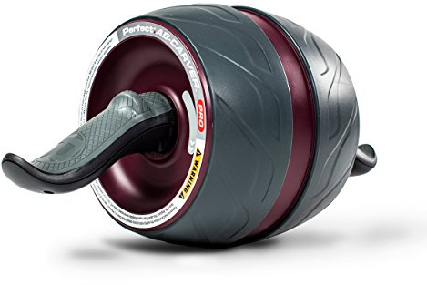 Perfect Fitness 311076 Bauchtrainer Mit Knieschützer und Abroller/Laufrad, Fitnessgeräte für Zuhause, Schwarz