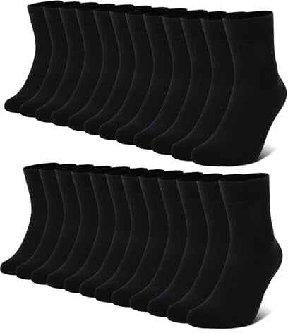 FALARY Socken Herren 43-46 Baumwolle Schwarz Sportsocken Damen Herrensocken 12 Paar Sport Socks Atmungsaktive Business Socken