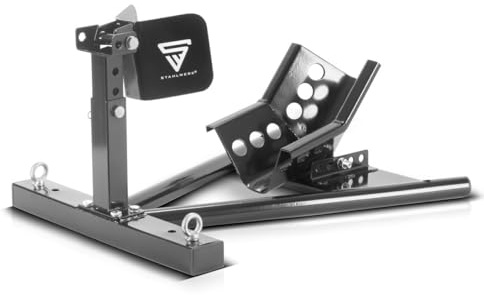 STAHLWERK Motorrad-Montageständer GTM-600 ST, Motorradständer 15-21 Zoll | Motorradwippe, Standschiene, Transportständer, Radwippe, Radklemme und Vorderradwippe für Transport, Wartung und Reparatur