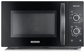 SEVERIN 2-in-1 Mikrowelle mit Grill 800 W, Grillofen mit 25 L Kapazität und 9 Leistungsstufen, Mikrowelle mit Grillrost und Drehteller, silber, MW 7785
