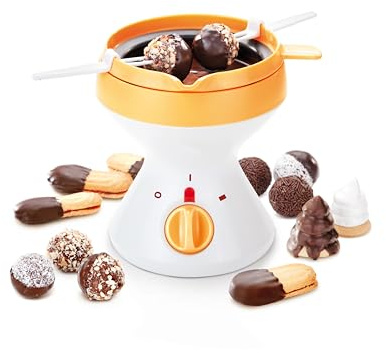 Tescoma DELICIA Schokoladenfondue leichtes tragbares Schokofondue mit Antihaftbeschichtung und zwei unterschiedlichen Wärmestufen, 6 Fonduegabeln, funktioniert ohne Brennpaste