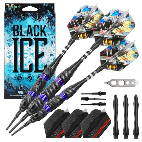 Viper Black Ice Dartpfeile mit weicher Spitze, Violette Ringe, 16 Grams
