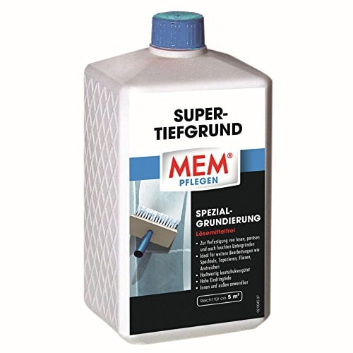MEM Super Tiefgrund, Für saugende und nichtsaugende Untergründe, Innen und außen anwendbar, Einfache Anwendung, Lösemittelfrei, 1 l, Milchig-weiß