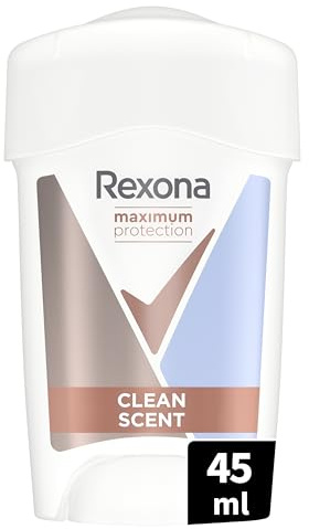 Rexona Women Maximum Protection Anti Transpirant Deo Creme Clean Scent Deodorant mit 96 Stunden Schutz gegen starkes Schwitzen und Geruch mit 3x Schutz bei Stress, Hitze & Bewegung 45 ml