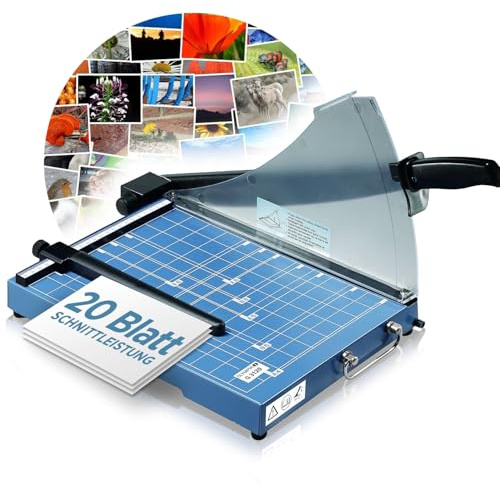 Olympia G 3120 Profi Hebelschneider | Papierschneidemaschine bis zu 20 Blatt | Papierschneider DIN A4 | 310 mm Arbeitsbreite | Schneid-Schutz & Arretierungsmöglichkeit | Papier Schneidegerät | blau