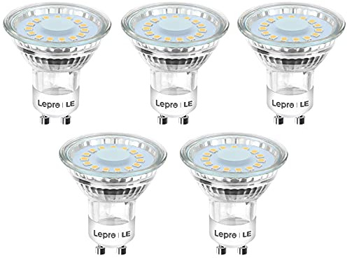 Lepro GU10 LED Warmweiss Lampe, 4W Ersetzt 50W Glühbirne, 325 Lumen 2700K Warmweiß LED Leuchtmittle, Abstrahlwinkel 100° Flimmerfrei Strahler, Nicht Dimmbar Reflektorlampen, 5er-Pack
