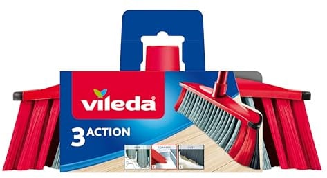 Vileda 3Action Besen - Kombination von 3 Borsten - für Staub, groben Schmutz und Haare und für Ecken