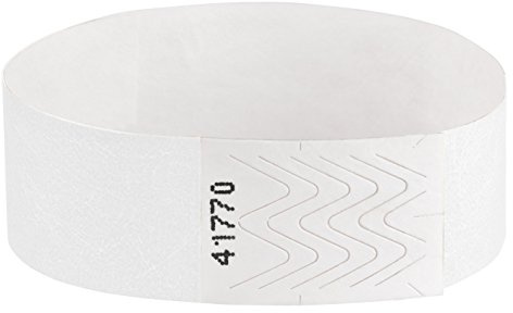OTWIS 1000 Tyvek Kontrollarmbänder – nummerierte Einlassbänder und Eintrittsbänder, selbstklebend, wasserabweisend, 255 x 19 mm, Weiß