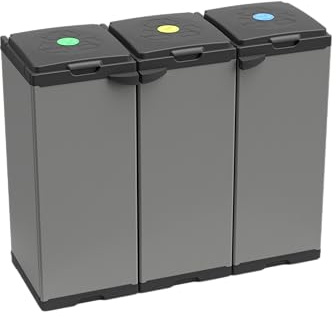 Adventa: Schrank Tris für Mülltrennung aus Kunststoff, einfach zu montieren, modulares System, geeignet für Säcke von 80 – 110 l, robust, für Innen- und Außenbereiche, 102 L x 38 T x 87 H cm
