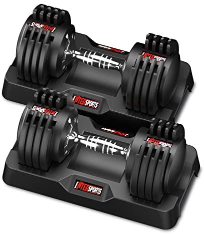 EnterSports 12kgx2 Verstellbare Hanteln Einstellbare Platzsparende Hantel, Hanteln Verstellbar mit rutschfestem Griff 5 Gewichtsstufen-2-12kg, Gut für Zuhause, Büro, Fitnessstudio, Körpertraining
