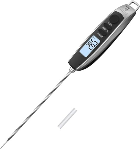 DOQAUS Fleischthermometer Sofortmessung in 3 Sekunden, Bratenthermometer Einbau-thermometer Küchenthermometer Mit hochtemperaturbeständiger Präzisionsmesssonde 304 für Steak, Kochen, Grill-Silber