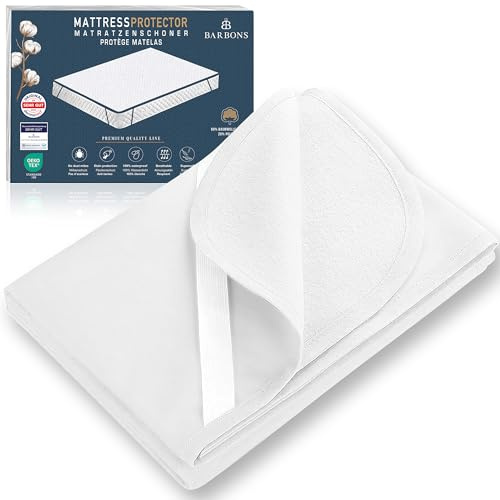 BARBONS Matratzenschoner 90 x 200 - Oeko-TEX Zertifiziert wasserdichte Matratzenauflage Baumwolle Inkontinenzunterlage waschbar Nässeschutz Matratzenbezug Atmungsaktiv 90x200 cm