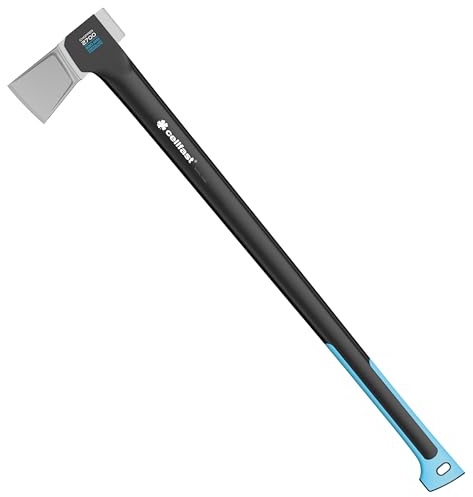 CELLFAST Axt Spaltaxt Für Stämme Transportschutz Haltbar Gehärteter Stahl Safetouch Glasfaserverstärkter Stiel 930 mm 2,7 kg, Schwarz / Blau