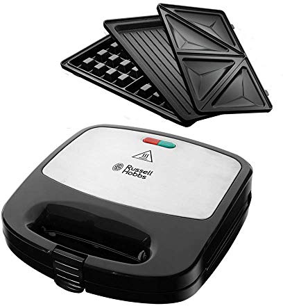 Russell Hobbs Multifunktionsgerät 3-in-1 [Sandwichmaker, Waffeleisen, Kontaktgrill] Fiesta (spülmaschinengeeignete & antihaftbeschichtete Platten, erweiterbar: Cake Pop, Mini Donut, Churros) 24540-56