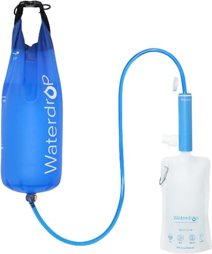 Waterdrop Wasserfilter Outdoor - Entfernt 99,99% aller Bakterien, Wasserfilter Outdoor Survival Camping Filtersystem mit Gravity-Wasserbeutel für Notfälle, Wandern, Reisen