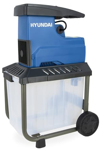 HYUNDAI Elektro-Gartenhäcksler GH28045E | 2.800W, max. 45 mm Aststärke | 60L Box | Selbsteinzug und Rücklauf | Leiser Walzenhäcksler