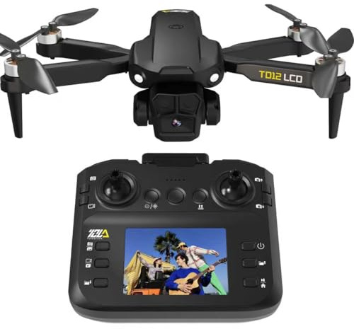 Toladrone TD12LCD Drohne mit Kamera für Erwachsene, Bürstenloser Motor Drohnen mit LCD-Bildschirm Echtzeitübertragung Faltbarer Quadcopter Drone für Anfänger