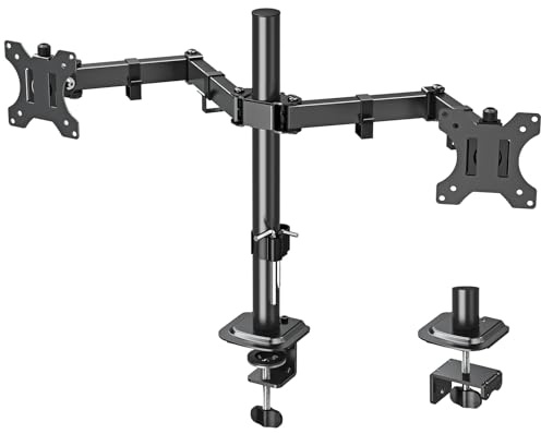 ELIVED Monitor Halterung 2 Monitore für 13-32 Zoll, 8 kg pro Arm EV002 | Dual Monitor Halterung für Bildschirm von VESA 75/100 Neigbar 160° Schwenkbar 180° Höhenverstellbar Monitor Arm Schreibtisch