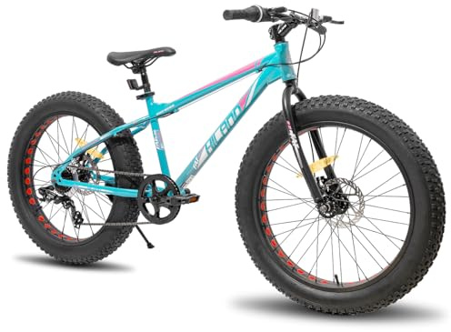 HILAND 20 Zoll Kinder Mountainbike, 7 Gang Fat Tires Mountainbike, Double Scheibenbremsen Kinder Fahrrad für Jungen Mädchen, Grün