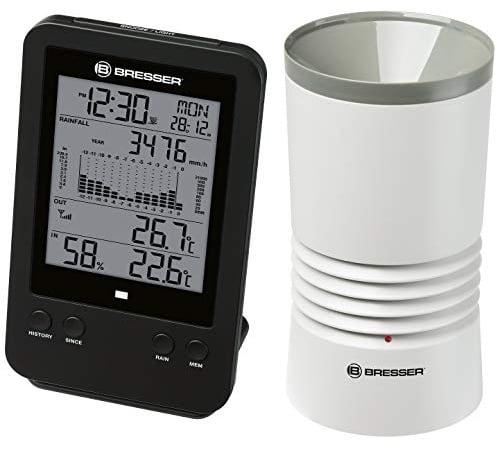 Bresser digitaler Funk-Regenmesser mit Temperaturanzeige, 150?m Reichweite, 868?MHz, Histogramm, Profi-Messung