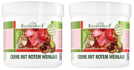 Kräuterhof® Creme mit Rotem Weinlaub Duo Set (2 x 250ml) – Fußcreme für trockene Füße, Beinpflege mit Panthenol, vitalisierend & feuchtigkeitsspendend