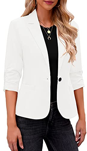 Roskiky Blazer Damen Elegant Damen Jacke Dressy 3/4 Ärmel Blazer Business Casual Outfits Für Die Arbeit