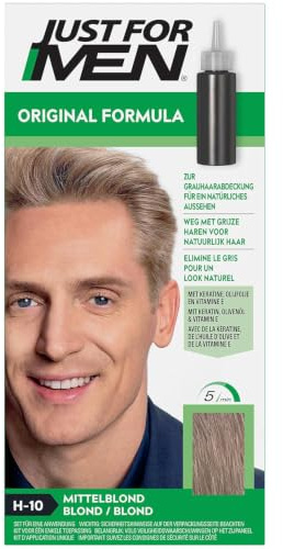 Just For Men Original Formula, Haarfarbe für Männer, Mittelblond (H10) | Haarfarbe für Männer, schnelle und einfache Anwendung in 5 Minuten, deckt graue Haare ab für natürlichen Look