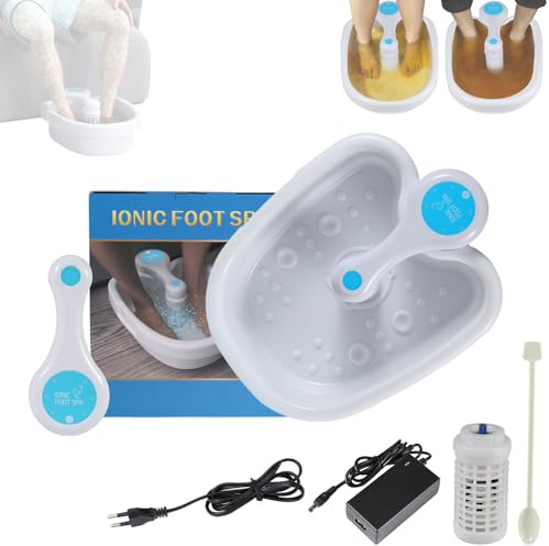 Ionen FußBad, Ionen Fussbad Detox, Elektrolyse Fußbad, Ionic Foot Spa Detox Becken Set, Detox Fußbad, Ionen-Fussbad-System, Tragbare Pedicure Foot Bathtub (B-mit Becken)