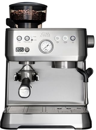 Solis Grind & Infuse Perfetta 1019 Siebträgermaschine - Kaffeemaschine mit Mahlwerk - Integrierte Zero Static Kaffeemühle - Espressomaschine mit Dampf- und Heißwasserfunktion - Edelstahl