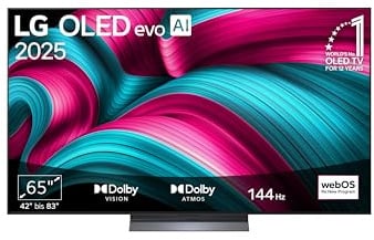 LG OLED65C5ELB, 65 Zoll (165 cm), 4K OLED evo AI TV, α9 Gen8 Prozessor, webOS 25, 120Hz (VRR bis zu 144Hz), Modelljahr 2025