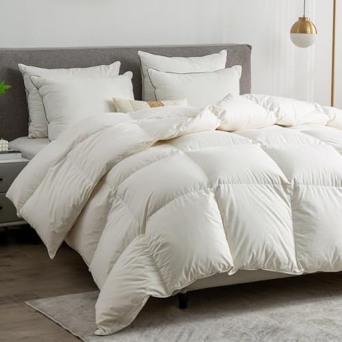 BPC Luxuriöse daunendecke 200x200，100% Bio-Baumwolle Ganzjahres daunen bettdecke 200x200cm, Ultra-Soft Hotel Kollektion federbetten 200x200 daunen, Öko-Tex und RDS