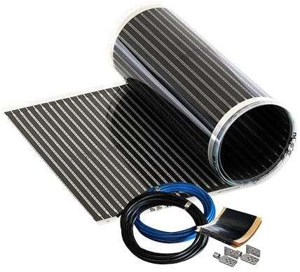 Infrarot Heizfolie Elektrische Fußbodenheizung Calorique 50 cm Set 220 W/m² - 2,0 m² - effiziente und kostengünstige Heizung für Neubau oder Altbau-Sanierung [Energieklasse A+++]